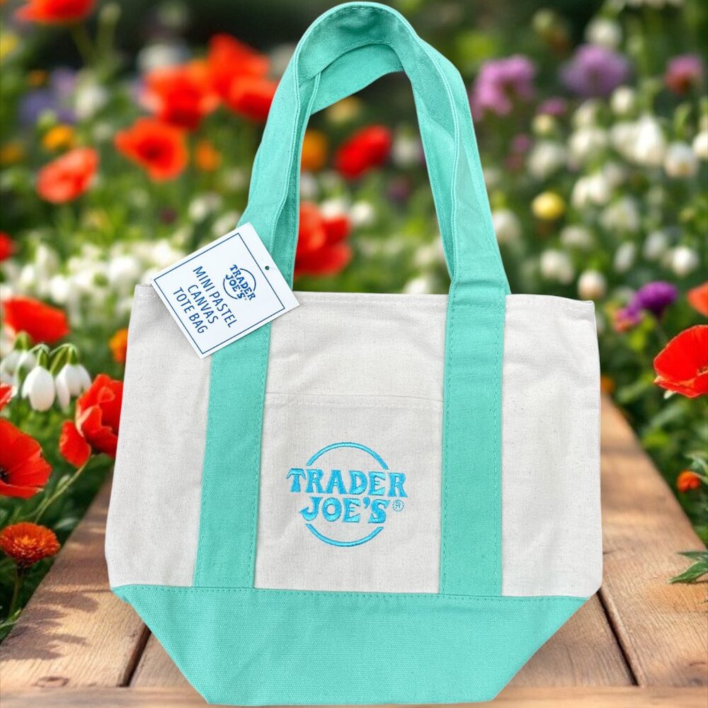 Trader Joe's Pastel Green Mini Canvas Tote Bags 2025 LIMITED EDITION NWT
